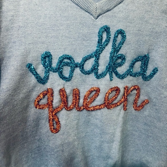 QUEEN OF SPARKLES 💖 Vodka Queen Blue and Orange Sweater - Picture 5 of 7